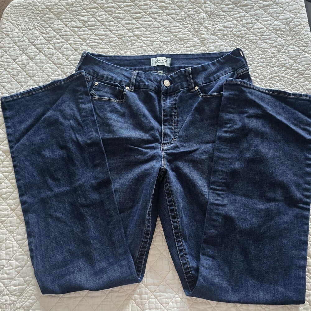 Seven7 Tummyless High Rise Slim Boot Jeans Size 14 Stretch Blue Denim